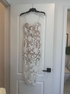 Nookie Nude Midi Dress with White Floral Lace